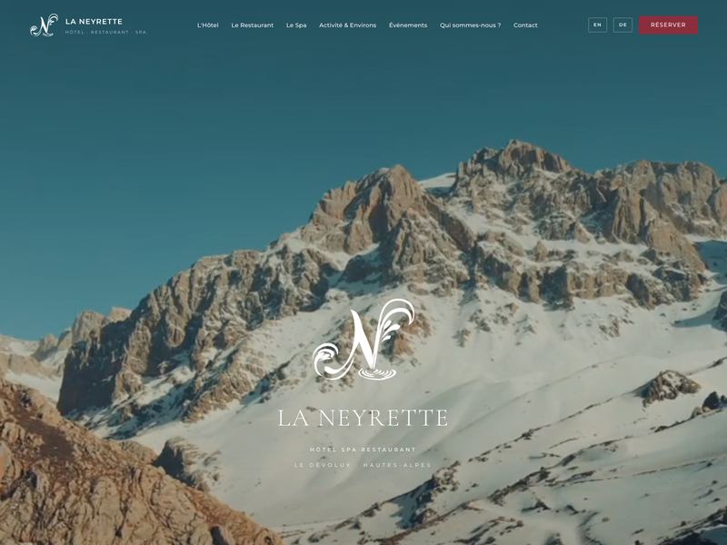 Page d'accueil du site de l'hôtel La Neyrette